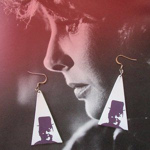 Triangle Dangle Silent Film Fatty Arbuckle Earrings Deco Pop Art Mod 60's 90's